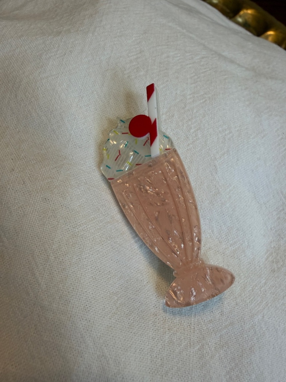 Erstwilder Acrylic Pink Milkshake Brooch with Sprinkles